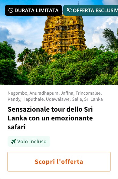 Sensazionale tour dello Sri Lanka con un emozionante safari