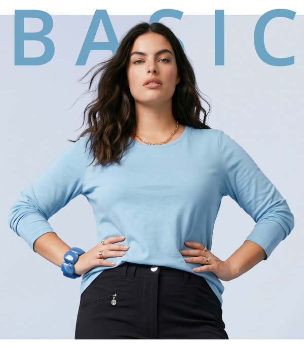 Maglietta a maniche lunghe basic in blu tenue