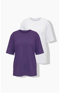 Duo di T-shirt casual in bianco e viola