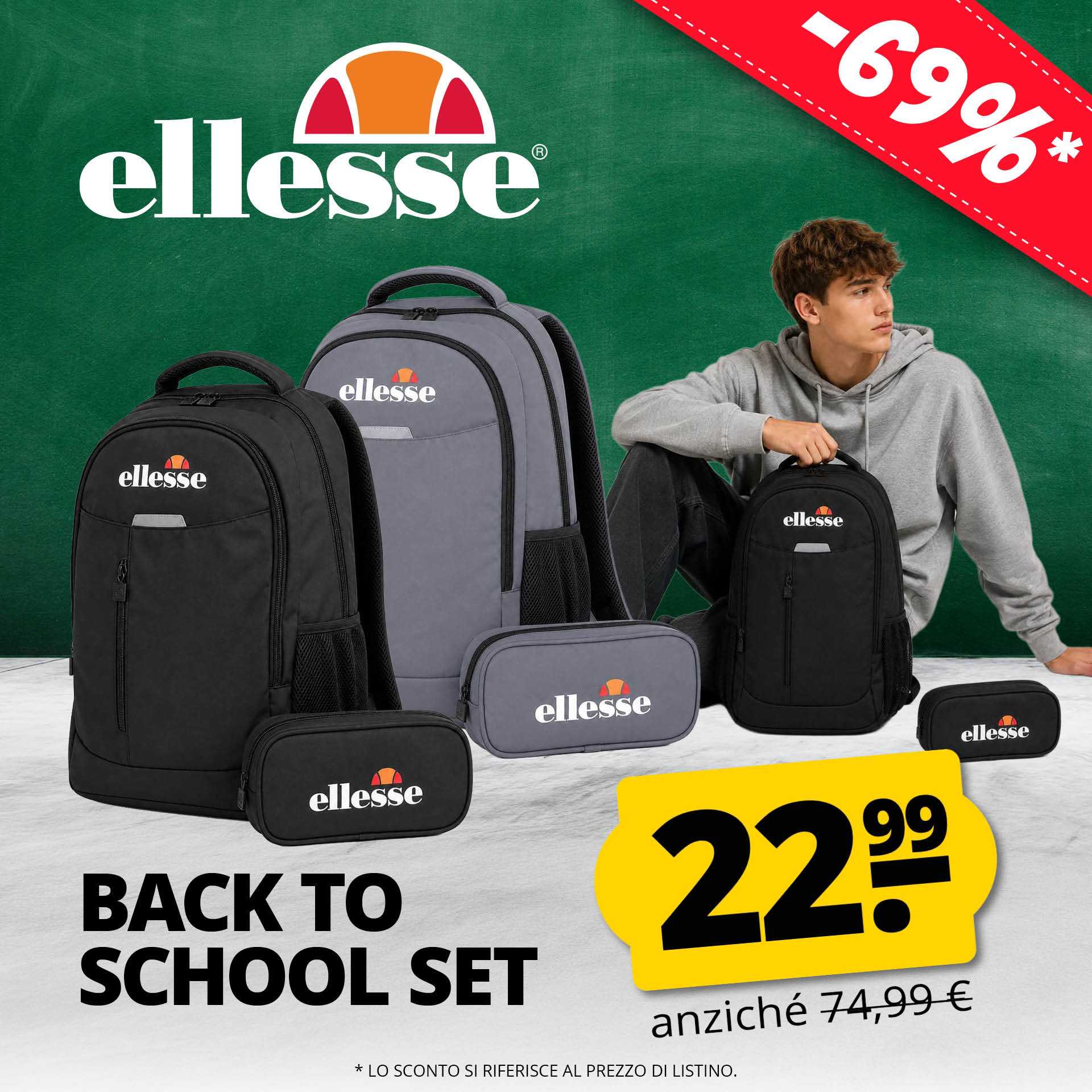 ellesse forgia zaino scolastico con astuccio 22 l