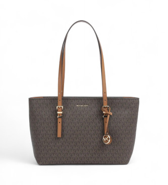 Borsa tote con monogramma marrone