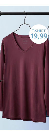 Maglietta elegante con scollo a V e maniche lunghe