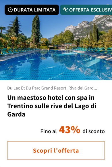 Un maestoso hotel con spa in Trentino sulle rive del Lago di Garda