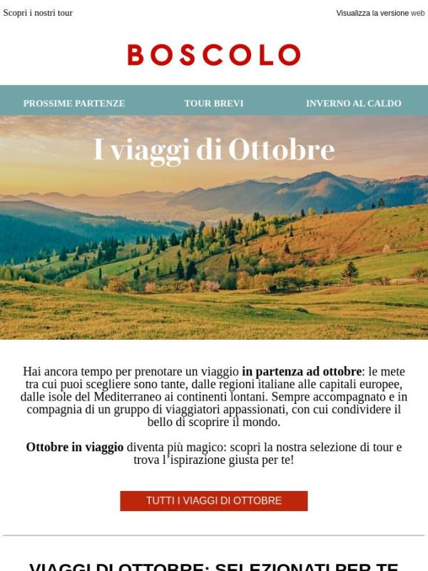 Sei ancora in tempo per partire a Ottobre