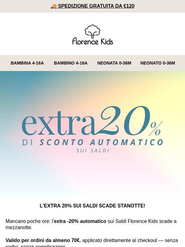 ⏳ STANOTTE FINISCE. EXTRA -20% SUI SALDI — ULTIMA CHIAMATA