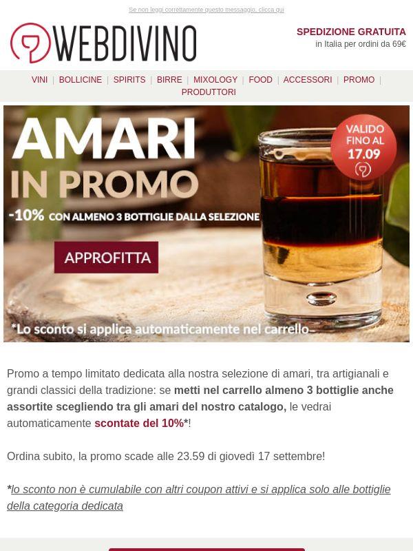 Amari in promo 🔥 -10% sulla selezione!