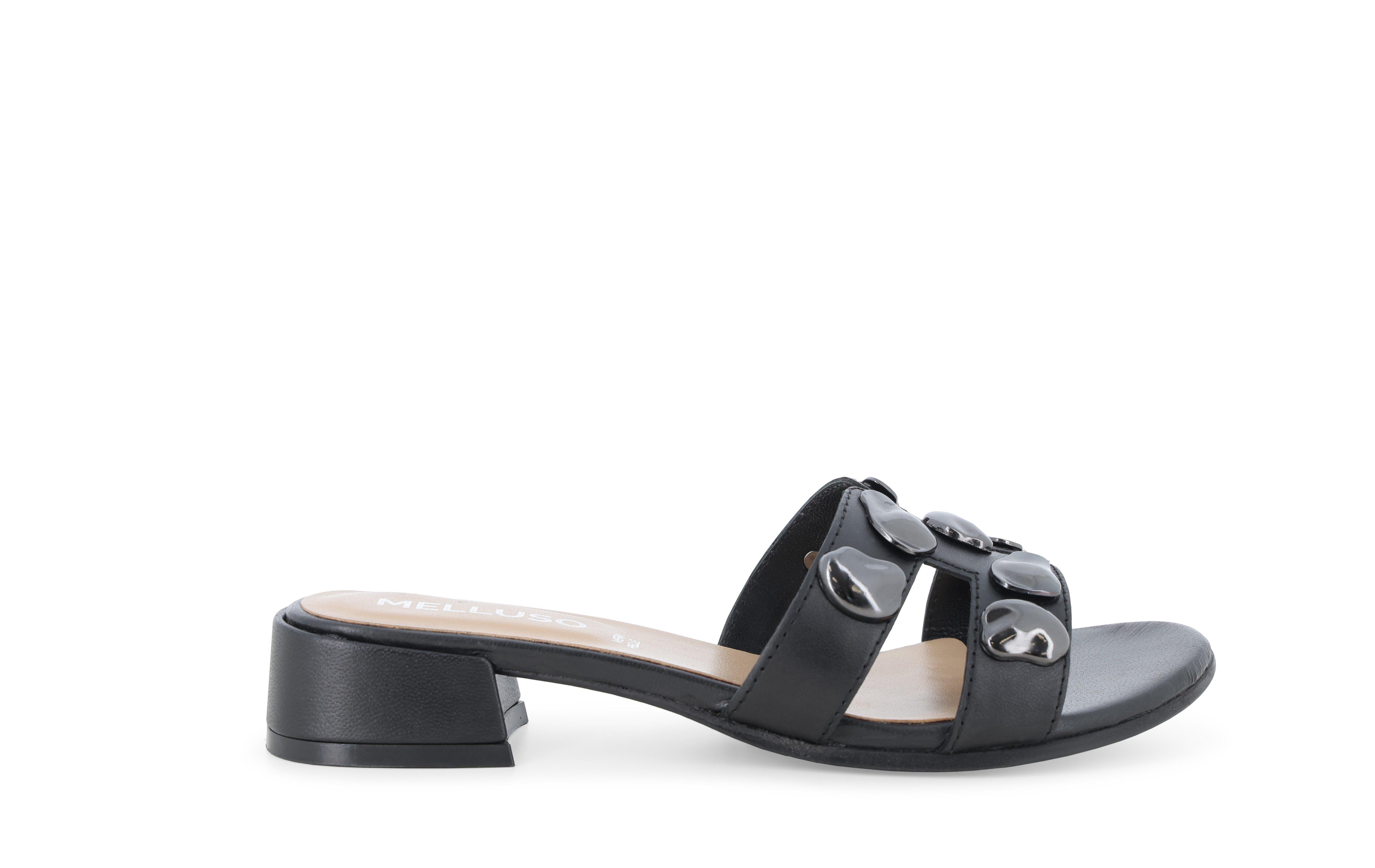 Ciabatta gioiello in similpelle nero k58038