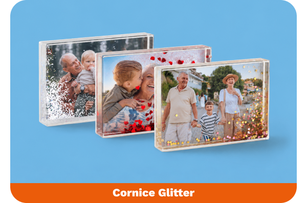 Prova una Cornice Glitter per rallegrare mensole e comodini