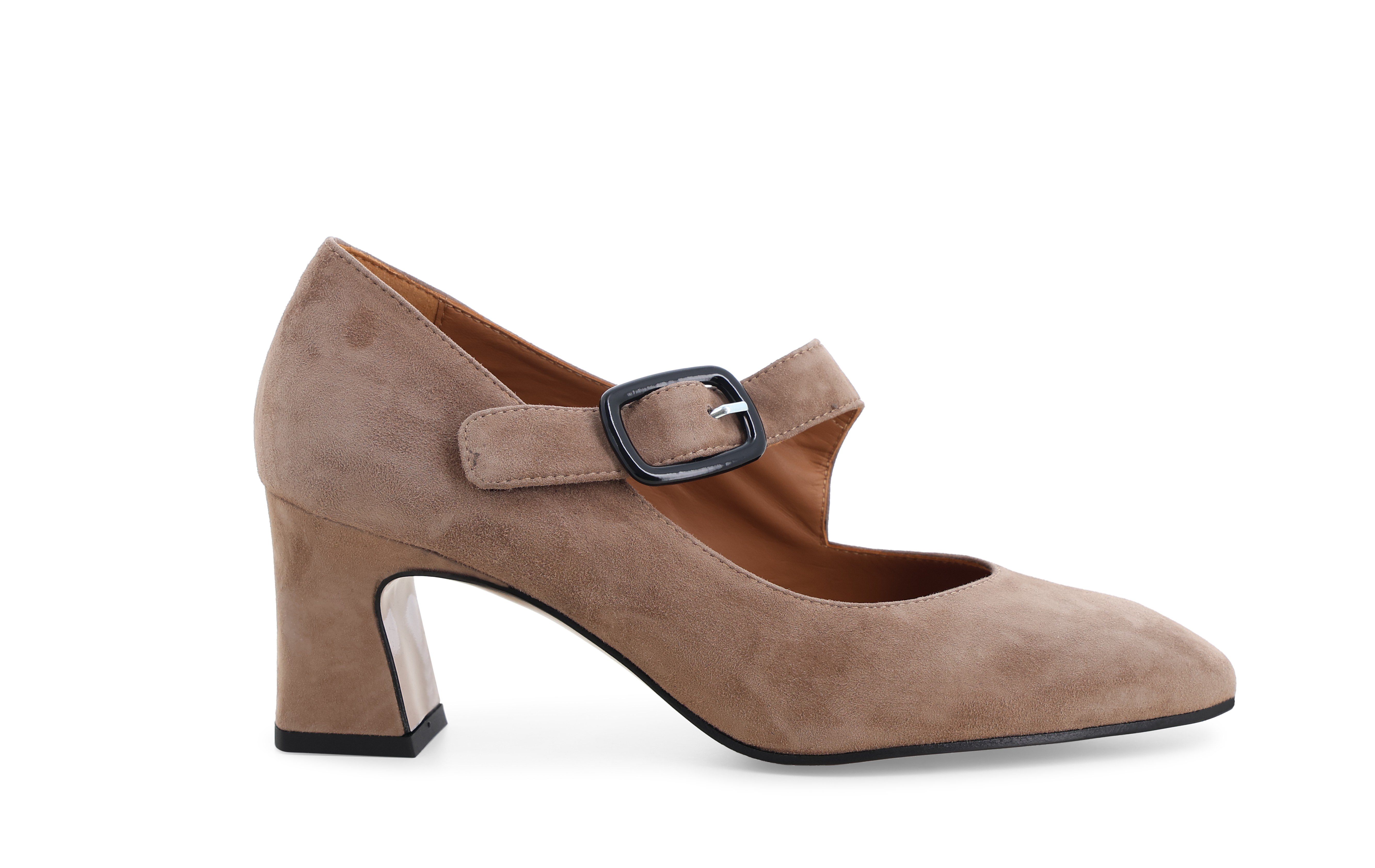Décolleté con cinturino donna in camoscio beige x5228