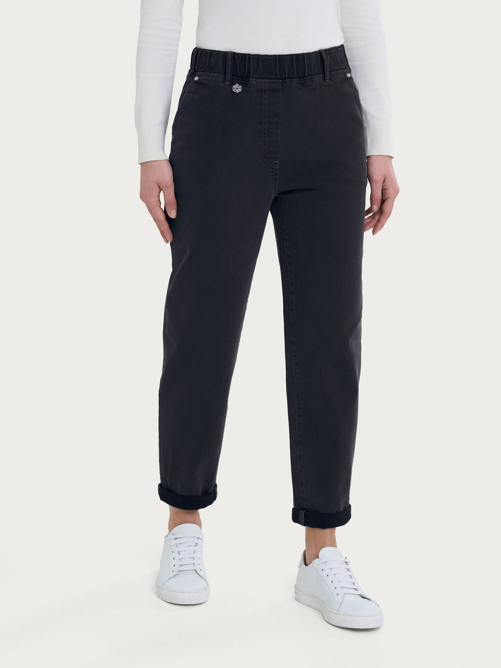 Image of Jeans a carota con tasche in Super Denim - Antracite