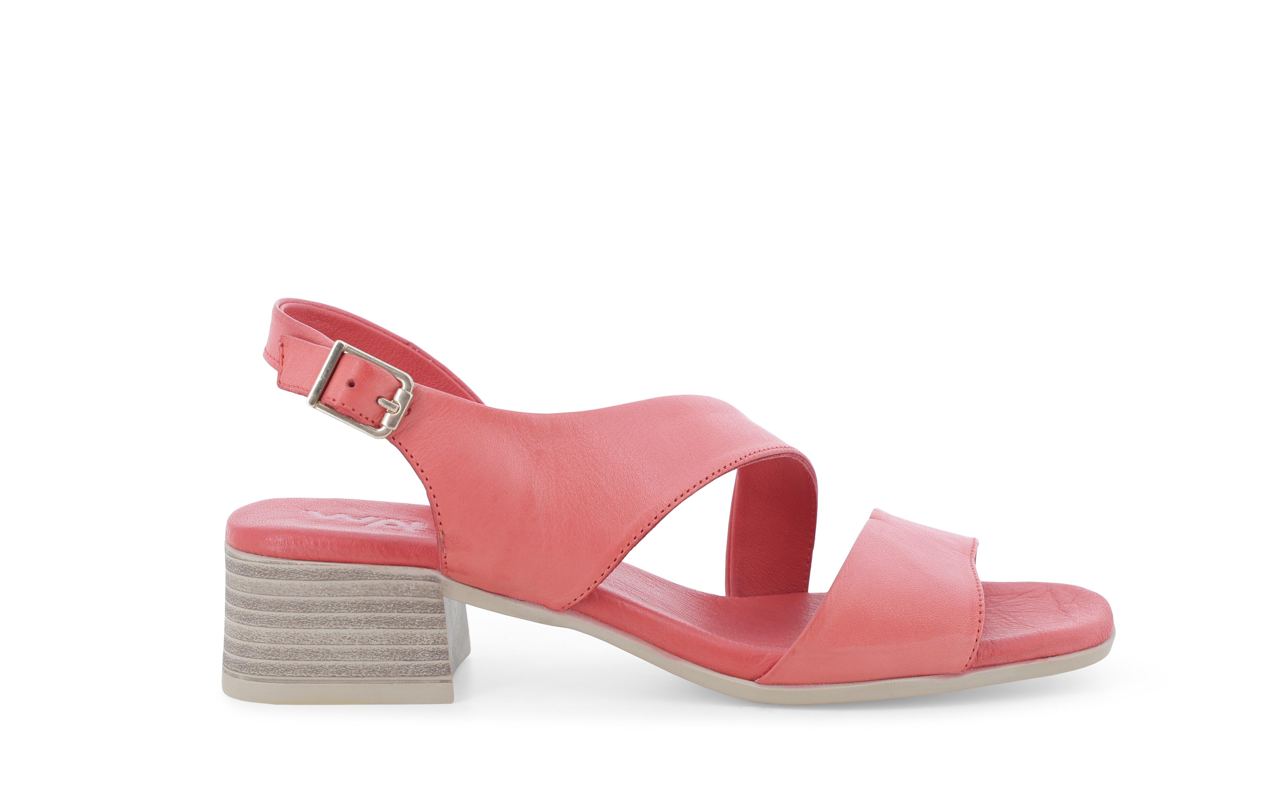 Sandalo donna comodo basso in pelle rosso k56062q