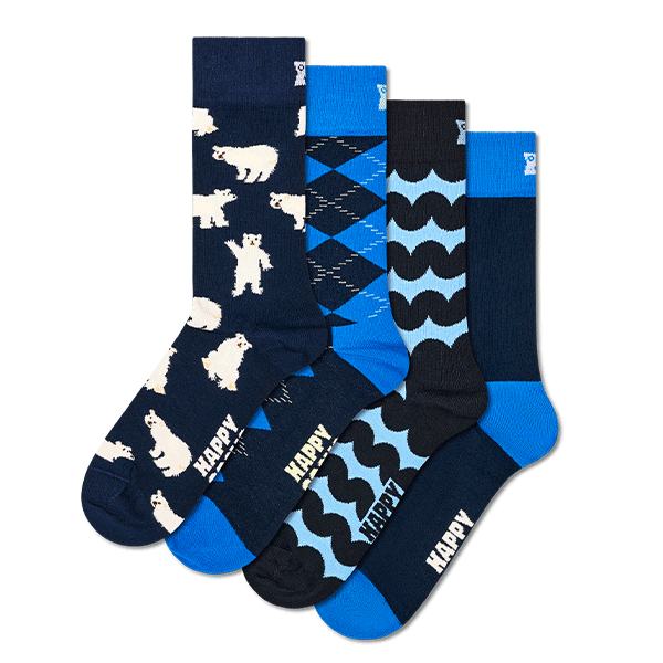 Set regalo di 4 calzini blu polare