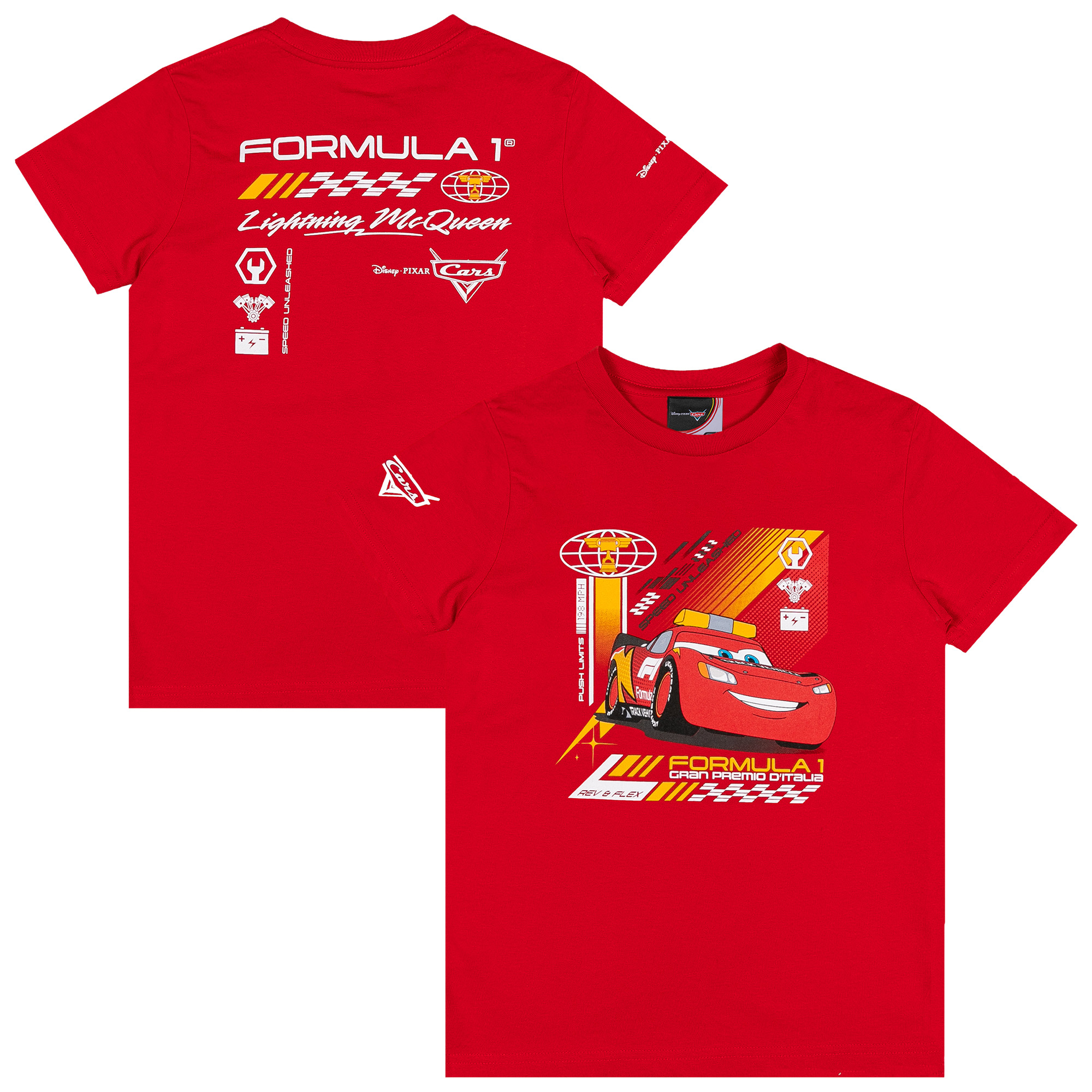 Maglietta Formula 1 X Disney Monza 2026 Cars Saetta McQueen - Rossa - Bambini