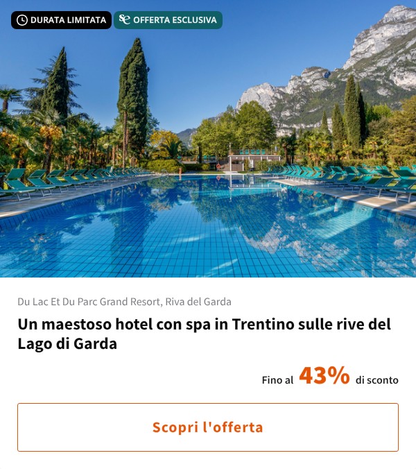 Un maestoso hotel con spa in Trentino sulle rive del Lago di Garda