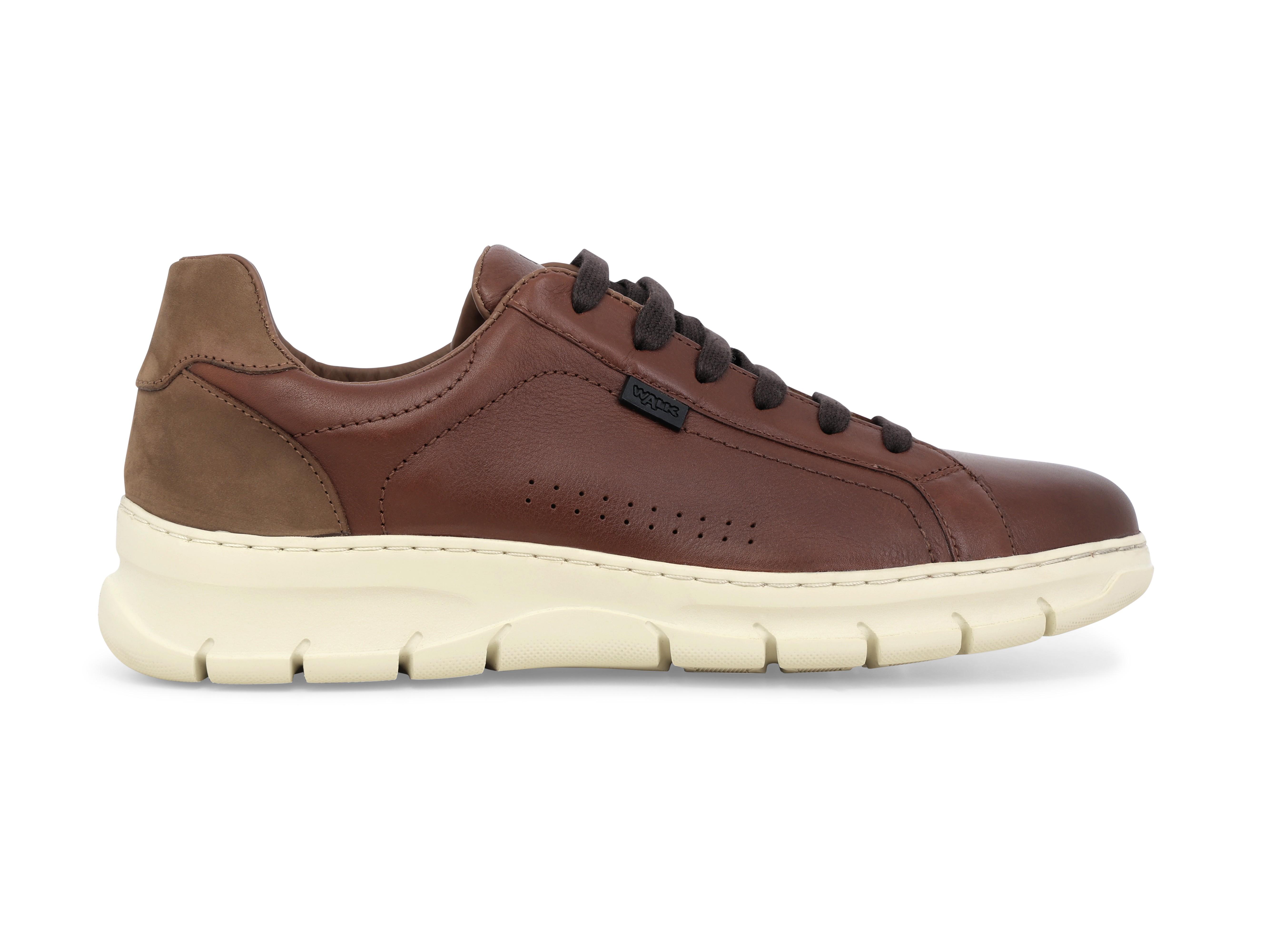 Sneakers uomo allacciata in pelle marrone u55382q