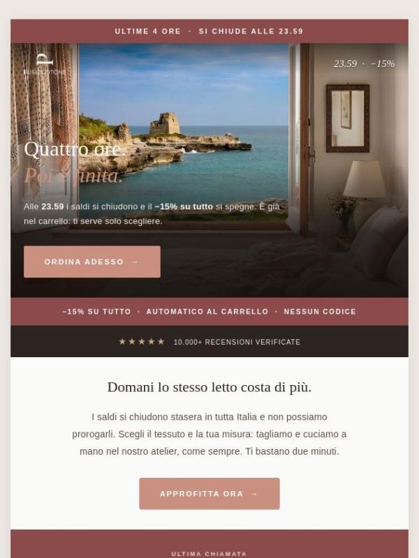 ULTIMA CHIAMATA: I Saldi Scadono a Mezzanotte.