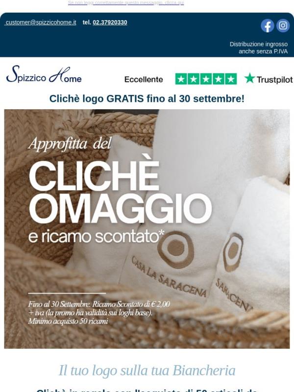 Cliche LOGO in regalo fino al 30 settembre 🎁 Scopri la Promo 👈