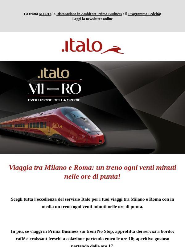 Milano - Roma mai state così connesse con Italo! Con Italo Più accumuli Punti e viaggi di più.