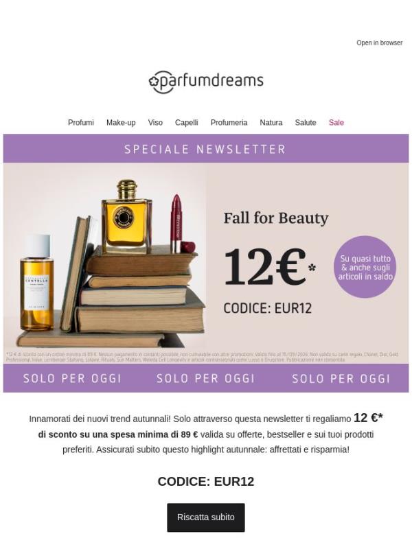 Esclusiva: 12€* di sconto sui tuoi preferiti d’autunno! 🍂