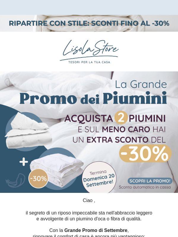 🛏️ Grande Promo Piumini: extra sconto del -30% sul secondo meno caro