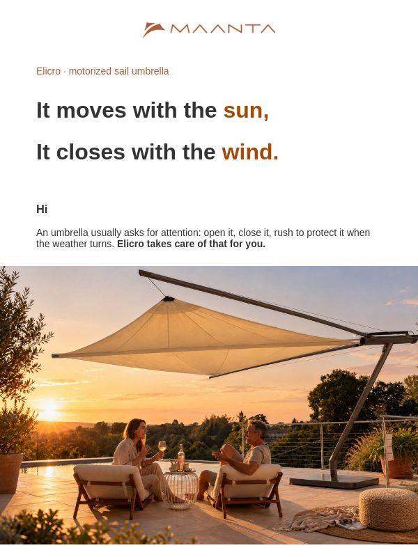 The sail umbrella that closes itself