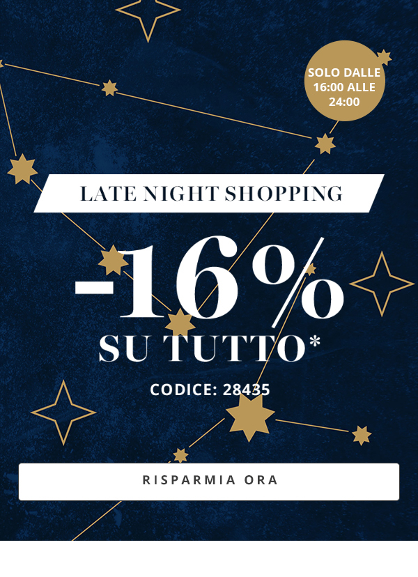 16% su tutto - inizia a fare shopping