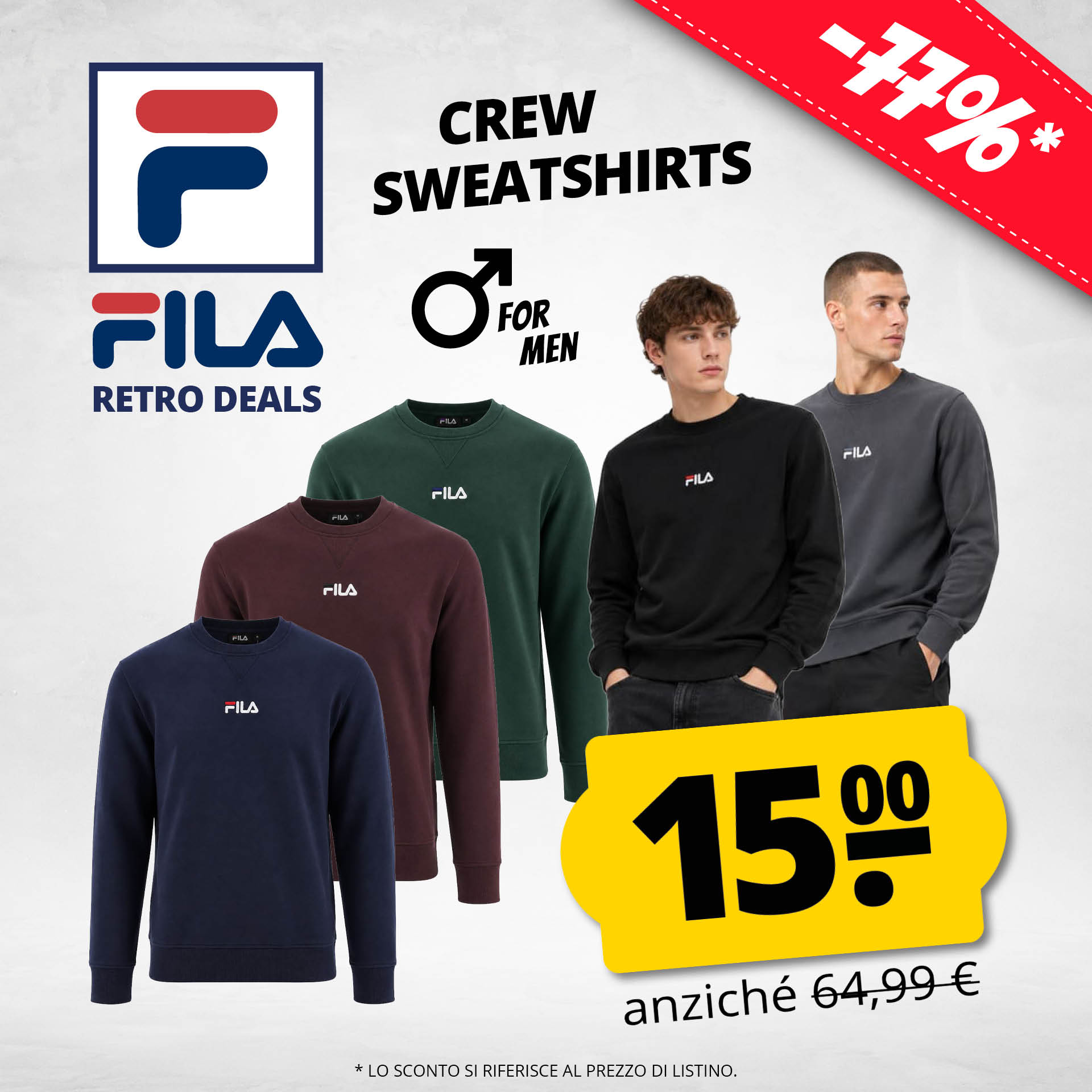 fila joey retro uomo crew felpa