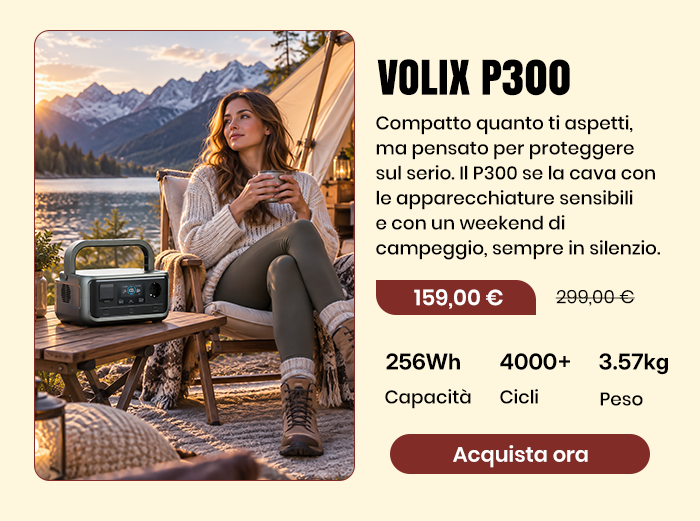 VOLIX P300 Centrale Elettrica Portatile 300W 256Wh LiFeP04 Batteria
