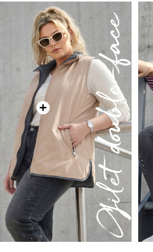 Gilet reversibile alla moda in beige e grigio