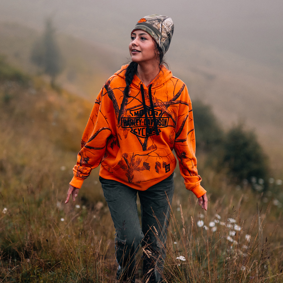 FELPA CON CAPPUCCIO DA DONNA HARLEY‑DAVIDSON<sup>&reg;</sup> X REALTREE<sup>&reg;</sup>