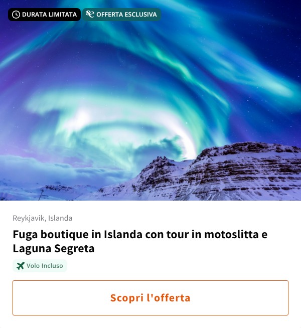Fuga boutique in Islanda con tour in motoslitta e Laguna Segreta
