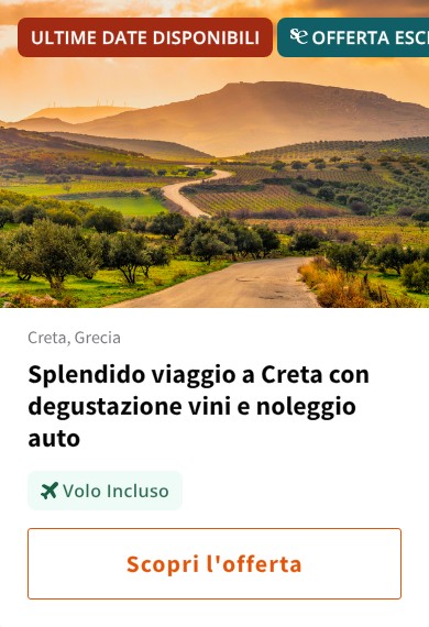 Splendido viaggio a Creta con degustazione vini e noleggio auto
