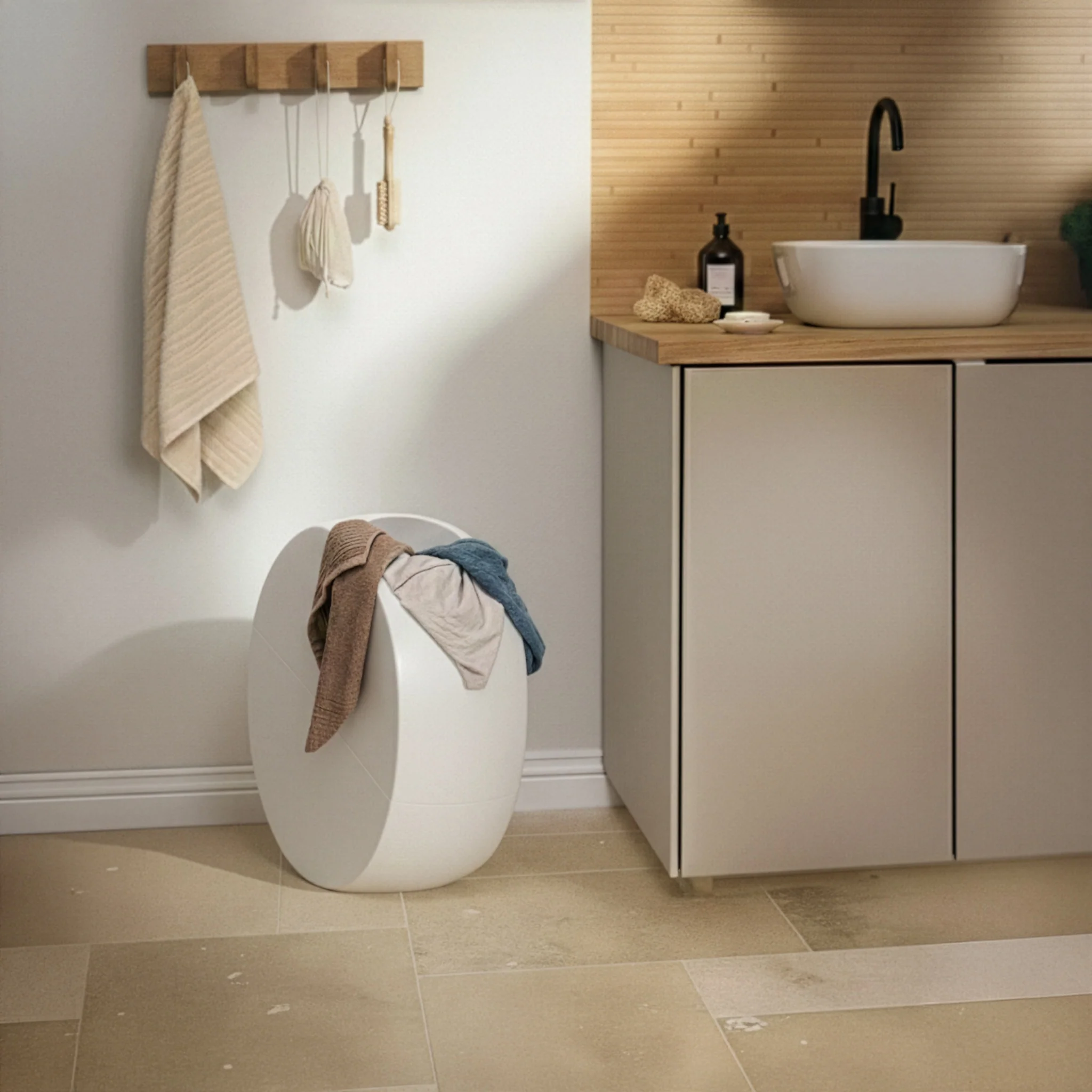 Image of Buc Bianco - Cesto portabiancheria di design