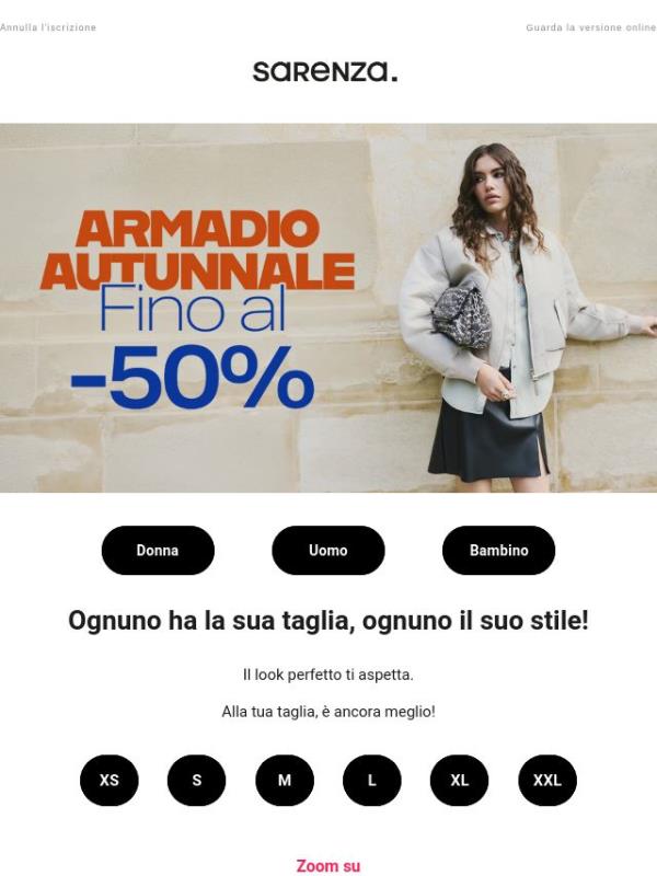 La tua taglia ti aspetta ! Fino al -50%