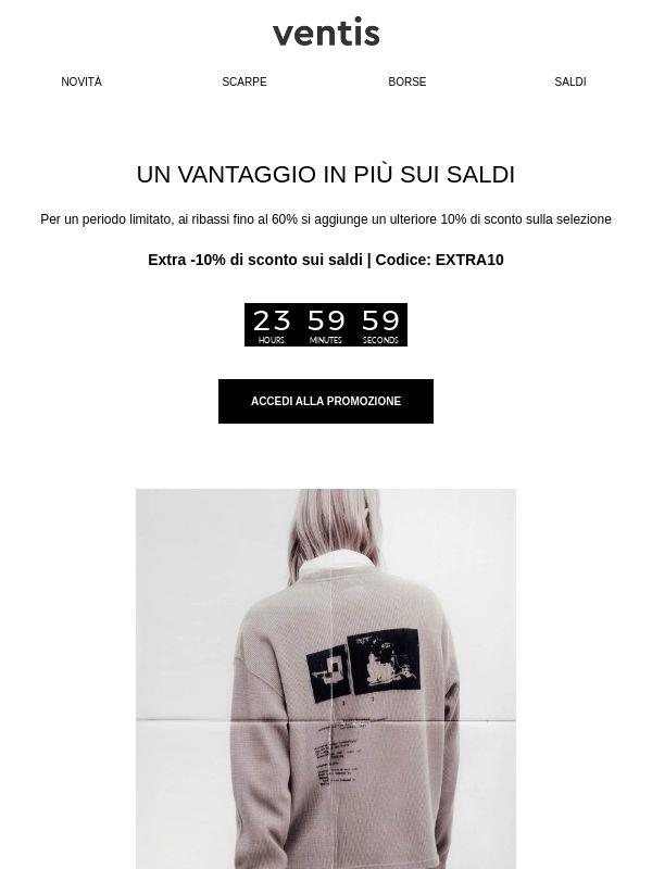 Saldi fino al -60%, con un extra -10%