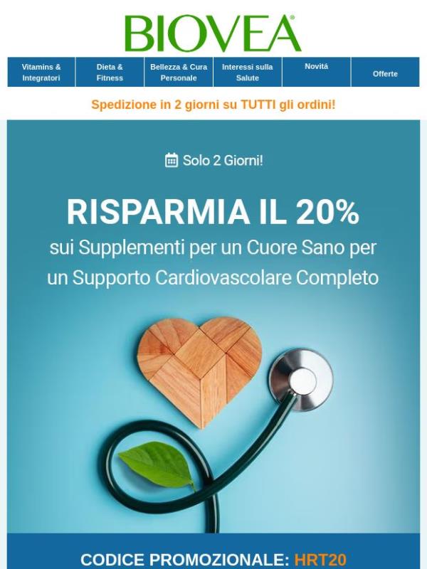 ❤️ Mostra un po’ d’amore al tuo cuore - 20% di sconto sui prodotti per la salute del cuore!