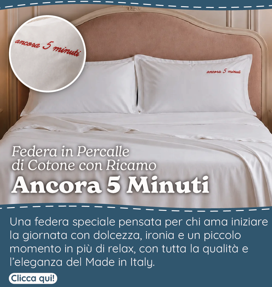 Federa in Percalle di Cotone con Ricamo - Ancora 5 Minuti