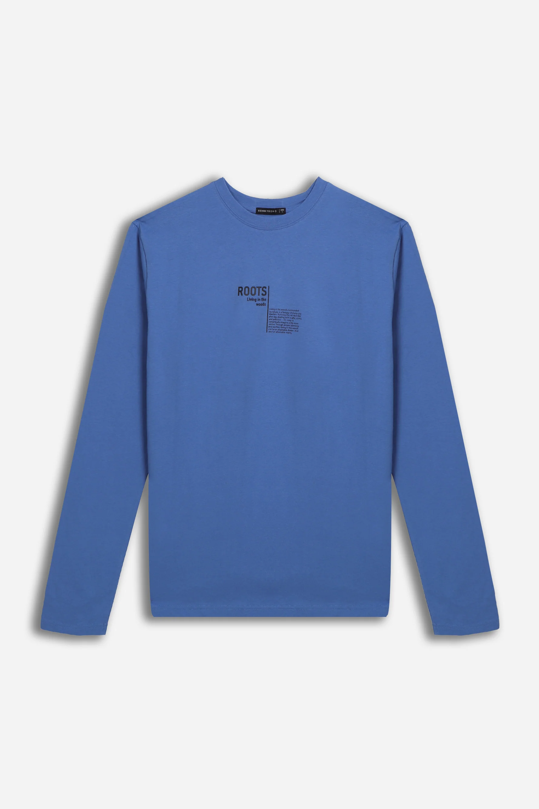 Image of T-SHIRT GIROCOLLO STAMPATA MANICA LUNGA AZZURRO