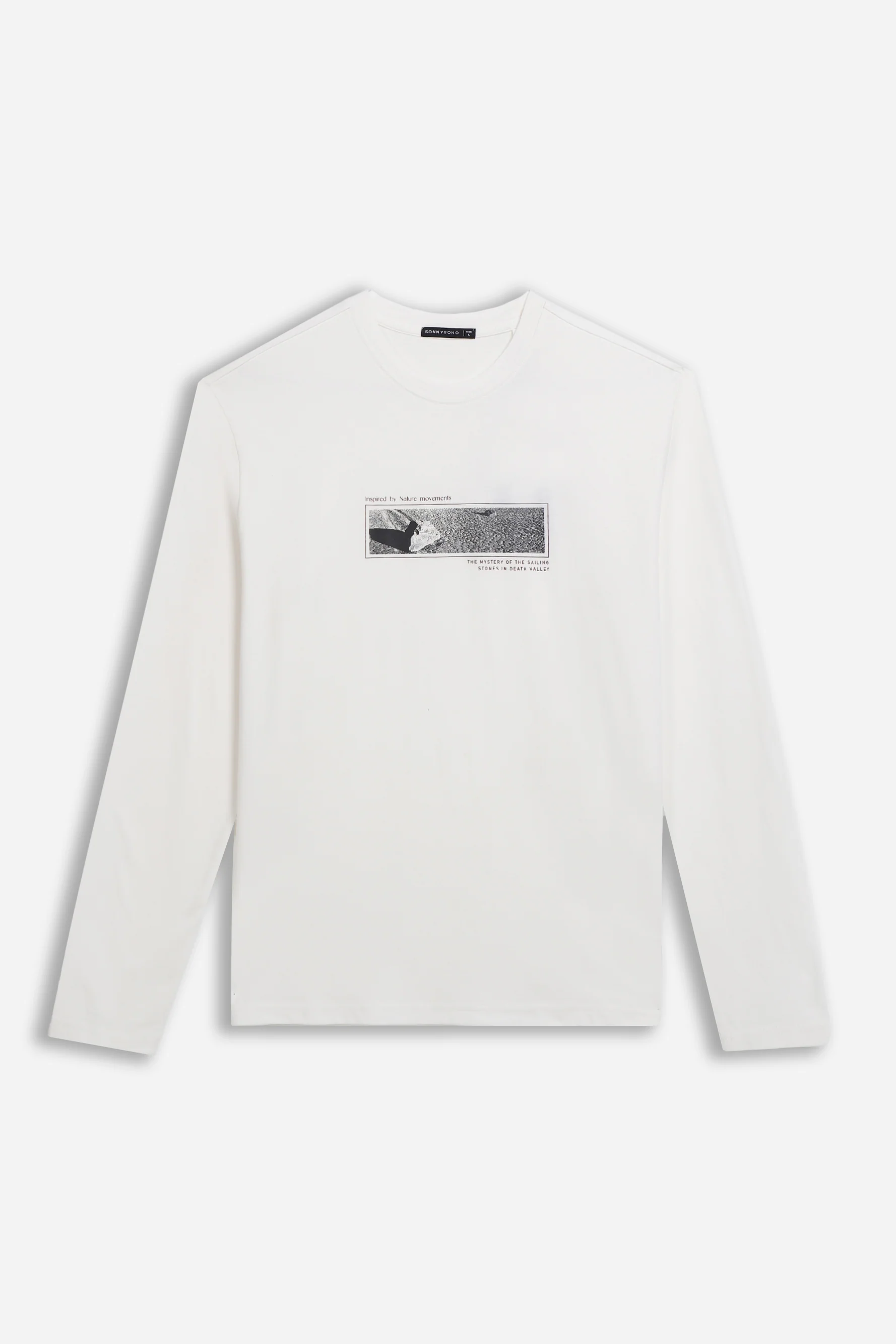 Image of T-SHIRT GIROCOLLO STAMPATA MANICA LUNGA PANNA