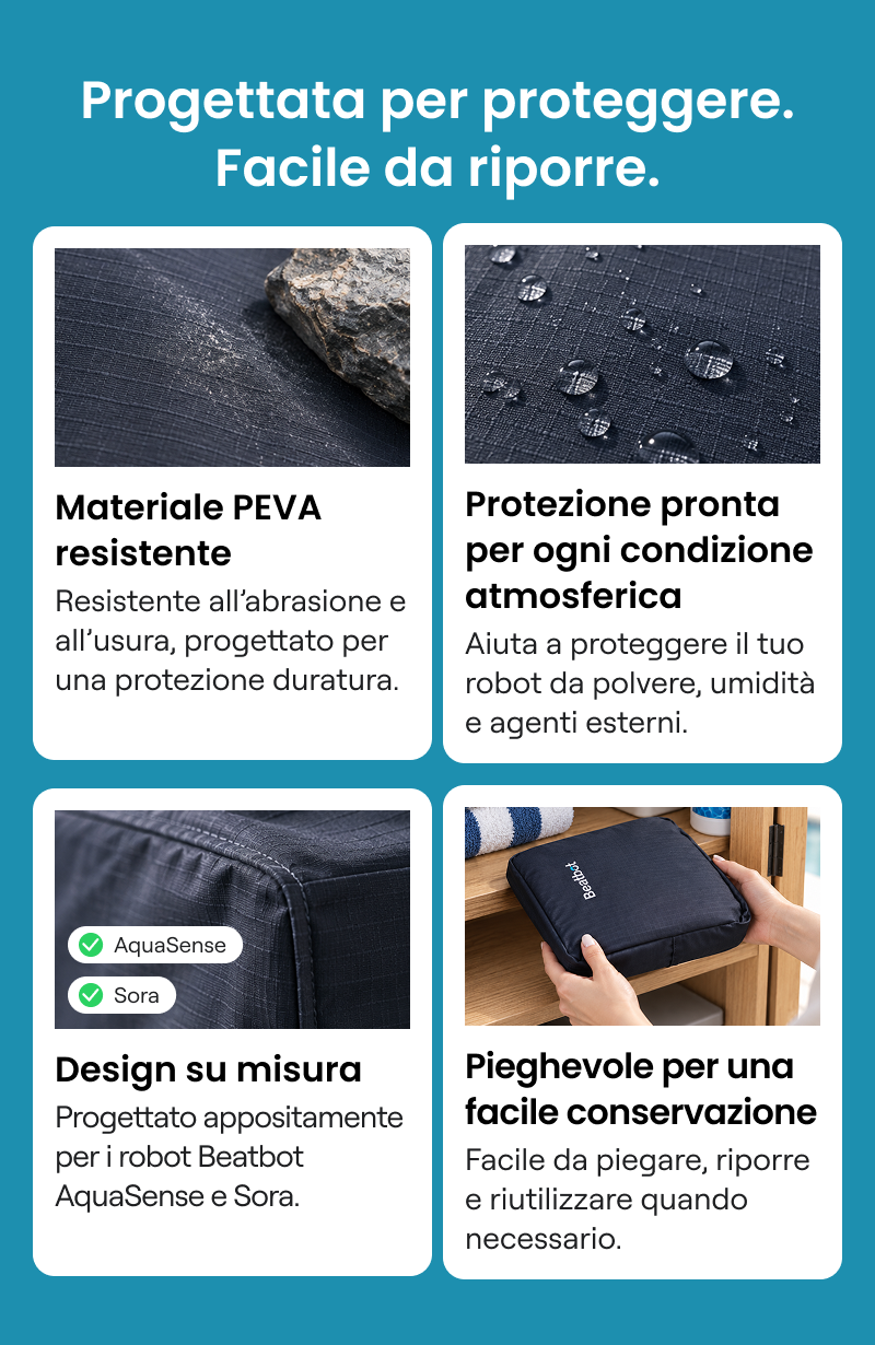 Progettata per proteggere. Facile da riporre.