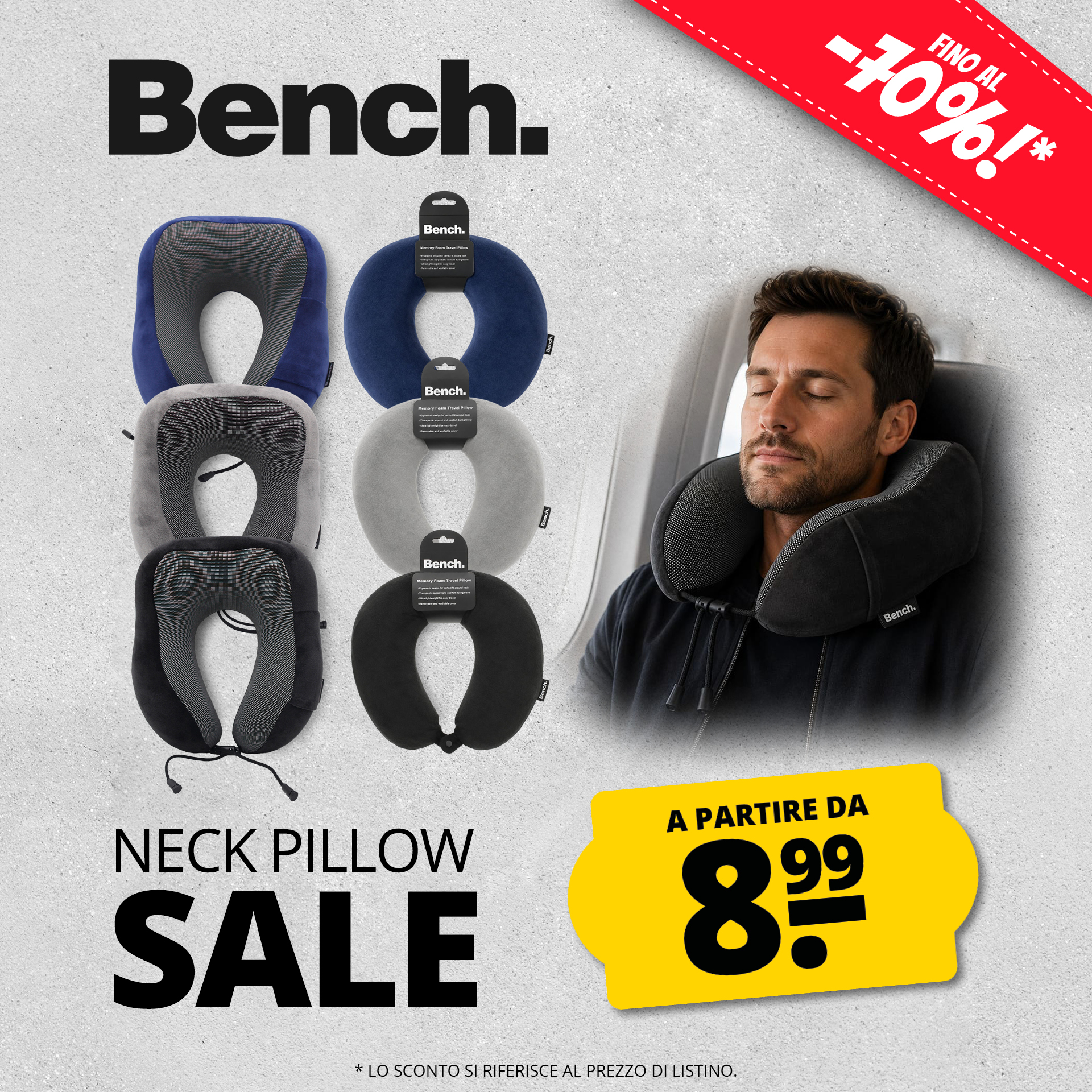 bench deluxe memory travel cuscino cervicale