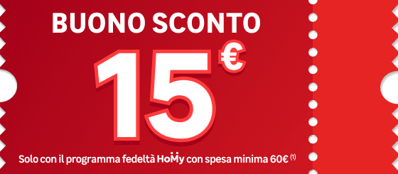 Spendi riprendi: buono da 15 &euro; su una spesa minima di 60 &euro;