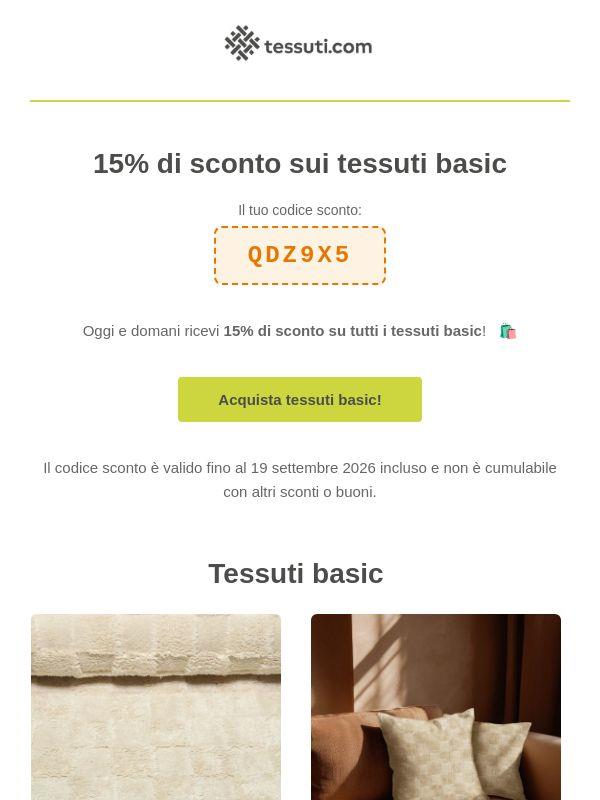 -15% sui tessuti Basic