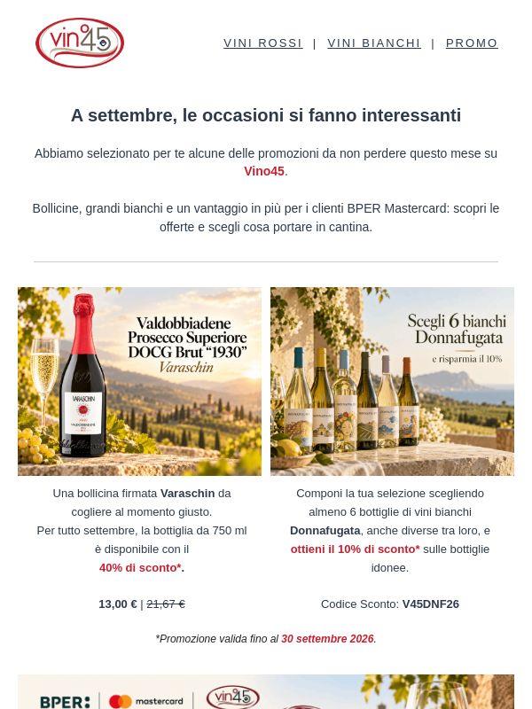 Siamo tornati con offerte imperdibili. 🍾 Non ci credi? Scopri subito le promozioni di Settembre 🥂