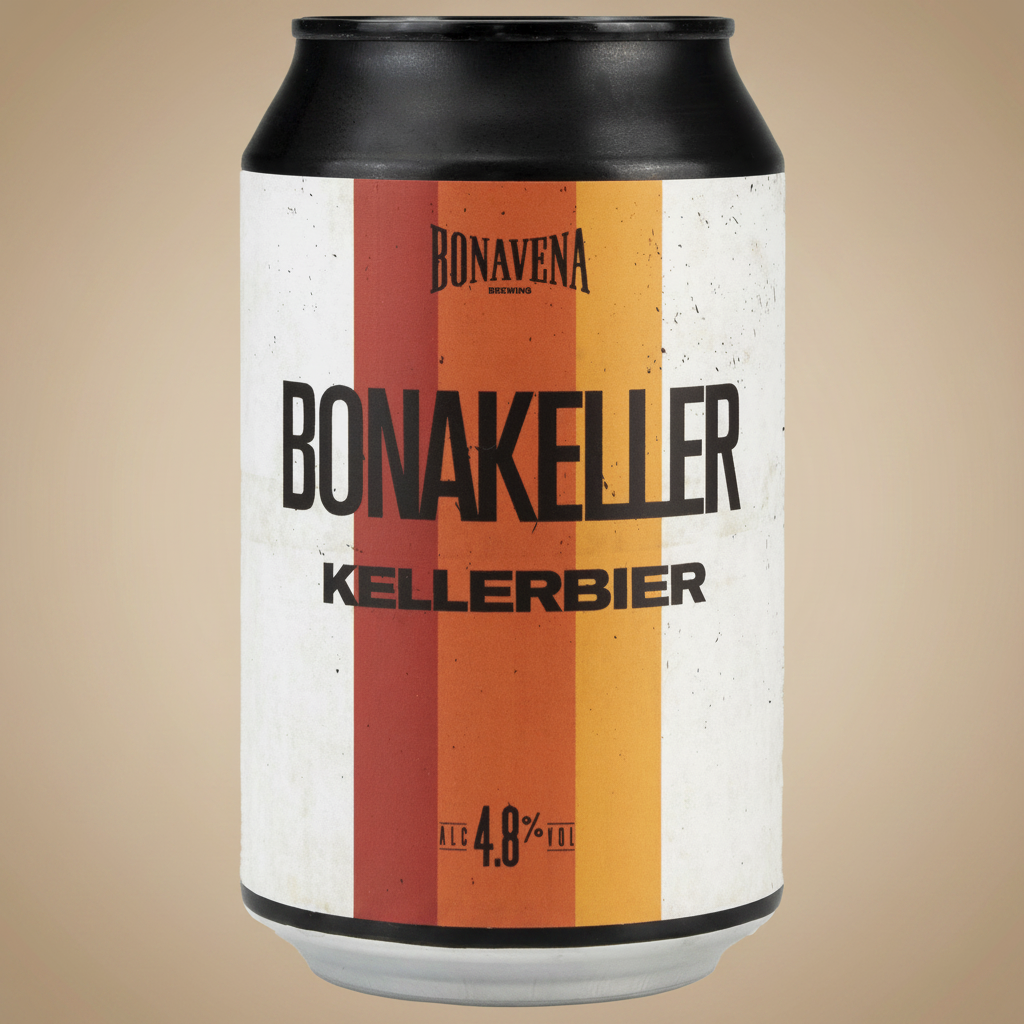 A can of Bonakeller Kellerbier with 4.8% ABV.