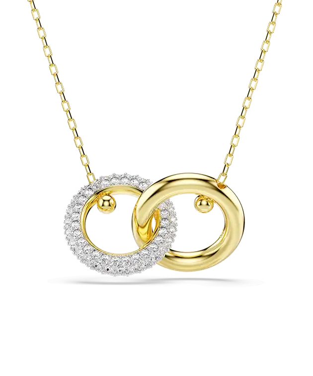 Pendente Dextera, Anello intrecciato, Bianco, Finitura oro 18K