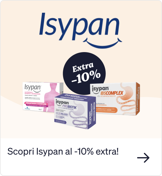 Isypan logo and three supplement boxes with 'Extra -10%' badge promoting a 10% discount