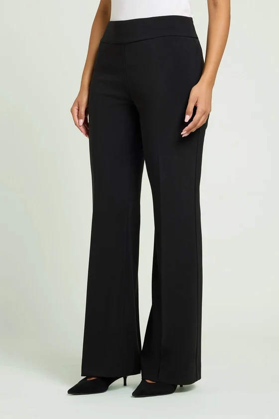 PANTALONI PULL-ON FLARE IN COMPACT STRETCH