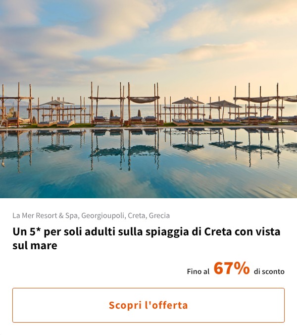 Un 5* per soli adulti sulla spiaggia di Creta con vista sul mare