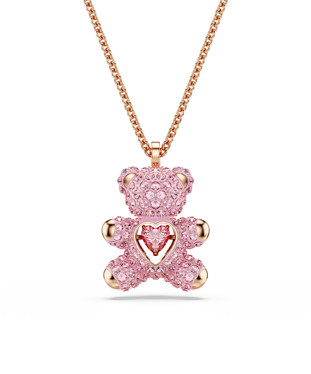 Pendente Teddy, Orsetto, Rosa, Finitura oro rosa 18K